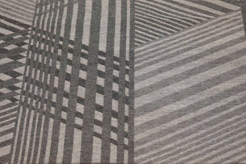 5'4" x 7'8" Hand Woven 100% Wool Flatweave Area Rug Contemporary Gray