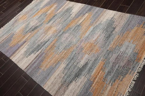 5' x 8' Indoor Outdoor  Hand Woven 100% Recycled PET Yarn Modern Kilim Area Rug Gray